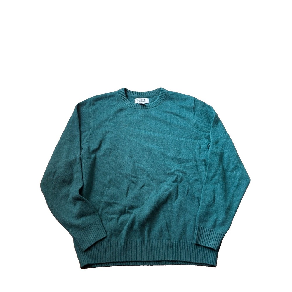Duluth Trading Co Lambswool Sweater Men Large Green Crewneck Knit